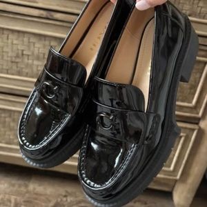 New Leah Patent Leather Lug Sole Block Heel Loafers